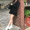 Summer blazer and skirt set women long sleeve cropped blazer black mini skirt  high waist pleated skirt 2 piece set women 2022