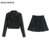 Summer blazer and skirt set women long sleeve cropped blazer black mini skirt  high waist pleated skirt 2 piece set women 2022