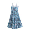 Summer dress 2023 Floral Vestidos Mujeres Sexy Maxi Dress Long Pleated Dresses Backless robe femme robe longue evenning-dress