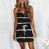 Summer dress  Women Casual Striped Printed Sleeveless Drawstring Tie Camisole Dress Sexy Women's summer dress платье