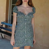 Summer dress women floral elastic sexy mini dress korean fashion vestidos chiffon women clothing high waist beach dresses