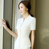 Summer fashion women clothing short sleeve slim office formal blazer High quality Elegant hem ruffles V Neck ladies jackets