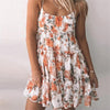 Summer floral print loose shift dress Casual spaghetti strap boho chic short dress Beach vocation dresses for women 2023
