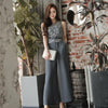Summer jumpsuit sexy sleeveless belt lace women's office suit gray high waist one piece long pants wide leg jumpsuit for work