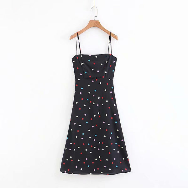 Summer kawaii polka dot mini dress women backless black cami beach dress Sexy off shoulder chiffon party dresses 2022 vestidos