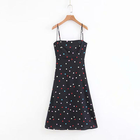 Summer kawaii polka dot mini dress women backless black cami beach dress Sexy off shoulder chiffon party dresses 2022 vestidos