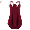 Summer shirt women 2022 Ladies' Bandages Sleeveless Cross Straps Sling Tank Vest Fashion O Neck Strappy Tank Tops haut femme