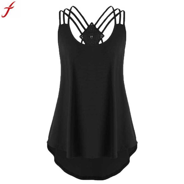 Summer shirt women 2022 Ladies' Bandages Sleeveless Cross Straps Sling Tank Vest Fashion O Neck Strappy Tank Tops haut femme