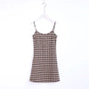 Summer vintage Kiko Mizuhara plaid back zipper spaghetti strap mini dress YQ-463
