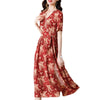 Summer women's wear 2022 style with thin waist, lotus sleeve long skirt, lace and silk high end red dress