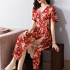 Summer women's wear 2022 style with thin waist, lotus sleeve long skirt, lace and silk high end red dress