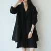 Sun2023 Autumn Korean Commuter Simple Loose Black Double Breasted Women's Blazer Fashionable