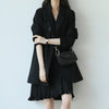 Sun2023 Autumn Korean Commuter Simple Loose Black Double Breasted Women's Blazer Fashionable