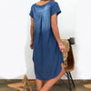 Sunflower Denim Party Dress Women Casual Above Knee Short Sleeve Floral Prints Midi Dresses Summer Beach Bohemian Dresses Mujer