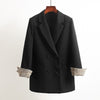 Sungtin 2022 Classic Double Breasted Solid Blazers Women Casual Long Blazer Jacket Office Lady Vintage Suits Coats Female Spring