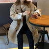 Sungtin Autumn Winter Warm Woolen Blazers Women Office Lady Long Sleeves Loose Jackets Coat Female Korean Casual Outwear