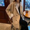 Sungtin Autumn Winter Warm Woolen Blazers Women Office Lady Long Sleeves Loose Jackets Coat Female Korean Casual Outwear