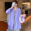 Sungtin Blazer Oversize Woman Black Long Sleeve Casual Loose Elegant Ladies Chiffon White 2022 Blazers for Women Formal Purple