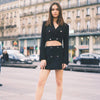 Sungtin 2 Piece Sets Double Breasted Cropped Blazers High Waist Sexy Slim Mini Skirts Long Sleeve Suits Two Pieces Suits