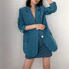 Sungtin Korea Casual Loose Elegant Blue Blazer Jacket Women Office Lady Chic Classic Suit Blazer Female  Blazer Coat
