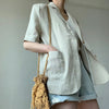 Sungtin Korean Cotton Linen Casual Blazer Women Jackets Loose Short Suit Blazer Coat Summer Solid Vintage Elegant Outwear 2022