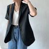 Sungtin Korean Cotton Linen Casual Blazer Women Jackets Loose Short Suit Blazer Coat Summer Solid Vintage Elegant Outwear 2022