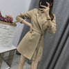 Sungtin Korean Style Casual Sashes Long Blazer Women Spring Office Lady Blazer Dress with Belt Female Chic Elegant Blazer Jacket