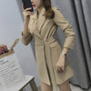 Sungtin Korean Style Casual Sashes Long Blazer Women Spring Office Lady Blazer Dress with Belt Female Chic Elegant Blazer Jacket