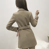 Sungtin Korean Style Casual Sashes Long Blazer Women Spring Office Lady Blazer Dress with Belt Female Chic Elegant Blazer Jacket