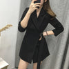 Sungtin Korean Style Casual Sashes Long Blazer Women Spring Office Lady Blazer Dress with Belt Female Chic Elegant Blazer Jacket