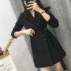 Sungtin Korean Style Casual Sashes Long Blazer Women Spring Office Lady Blazer Dress with Belt Female Chic Elegant Blazer Jacket