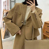 Sungtin Korean Two Piece Set Woolen Blazer Women Office Lady A Line Skirt Sets Female Split Autumn Winter Clothing 2 Piece Suits