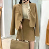 Sungtin Korean Two Piece Set Woolen Blazer Women Office Lady A Line Skirt Sets Female Split Autumn Winter Clothing 2 Piece Suits
