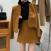 Sungtin Korean Two Piece Set Woolen Blazer Women Office Lady A Line Skirt Sets Female Split Autumn Winter Clothing 2 Piece Suits