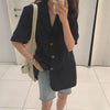 Sungtin Linen Cotton Blouse Blazer Jacket Women Elegant Korean Loose Female Casual Linen Thin Blazer Short Sleeve Streetwear New