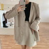Sungtin Office Lady Casual Suit Blazer 2 Piece Set Women Skirt Suits V Neck Blazer Coat A Line Mini Skirt Two Piece Set Korean