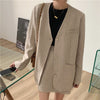 Sungtin Office Lady Casual Suit Blazer 2 Piece Set Women Skirt Suits V Neck Blazer Coat A Line Mini Skirt Two Piece Set Korean
