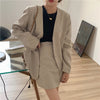 Sungtin Office Lady Casual Suit Blazer 2 Piece Set Women Skirt Suits V Neck Blazer Coat A Line Mini Skirt Two Piece Set Korean