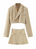 Sungtin Sexy Copped Blazer 2 Piece Set Empire Split Skirts Set Suit Women Single Button Blazer Empire Solid Skirts Summer Korean