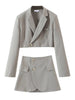 Sungtin Sexy Copped Blazer 2 Piece Set Empire Split Skirts Set Suit Women Single Button Blazer Empire Solid Skirts Summer Korean