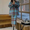 Sungtin Two Pieces Winter Woolen Blazer Skirt Sets Women Plaid Oversize Blazers Jacket Female Split Skirts 2 Piece Suits