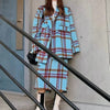 Sungtin Two Pieces Winter Woolen Blazer Skirt Sets Women Plaid Oversize Blazers Jacket Female Split Skirts 2 Piece Suits