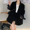 Sungtin Vintage Solid Corduroy Blazers Women Office Lady Double Breasted Oversized Jacket Coat Female Korea Chic Casual Overcoat
