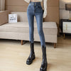 Super Elastic High Waist Pencil Jeans Streetwear Women Skinny Denim Trousers Double Button Retro Stretch Jeans Plus Size S-XL
