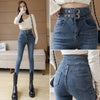 Super Elastic High Waist Pencil Jeans Streetwear Women Skinny Denim Trousers Double Button Retro Stretch Jeans Plus Size S-XL