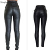 Super High Waist Coated PU Skinny Jeans Women  England Style Lace Up Push Up Sexy Leather Trousers Mujer 2022