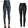 Super High Waist Coated PU Skinny Jeans Women  England Style Lace Up Push Up Sexy Leather Trousers Mujer 2022