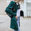 Super Soft  Stylish Mid-length Patchwork Suit Coat Female Suits Jacket Solid Color   for Daily Wear