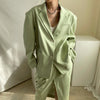 SuperAen 2022 Office Lady Solid Retro All Match Split Skirt Set+ Loose Suit Coat