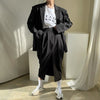 SuperAen 2022 Office Lady Solid Retro All Match Split Skirt Set+ Loose Suit Coat